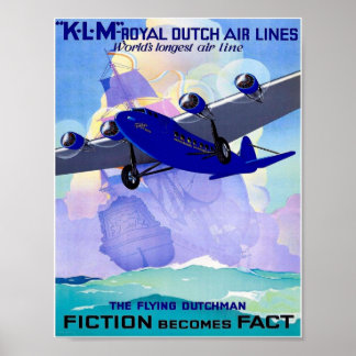 Poster KLM Flying Dutchman Vintage voyage Publicité Pr
