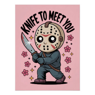 Poster Knife To Meet You Hockey Mask Slasher Art