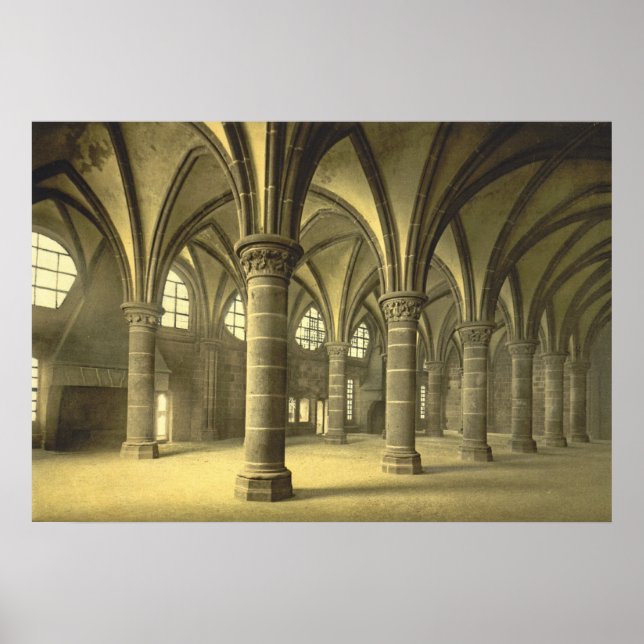 Poster Knights Hall, Mont St. Michel, France (Devant)
