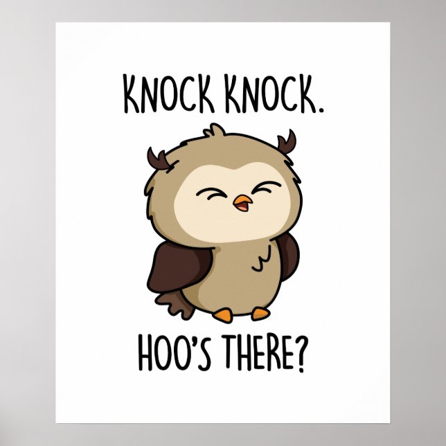 Poster Knock Hoos There Funny Owl Pun (Devant)