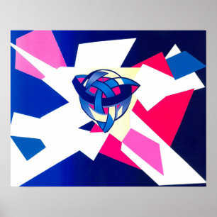Poster "Knotted World" Fine Art Print Blue