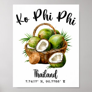 Poster Ko Phi Phi Cocotier Thaïlande Tropical Koh Île Gp