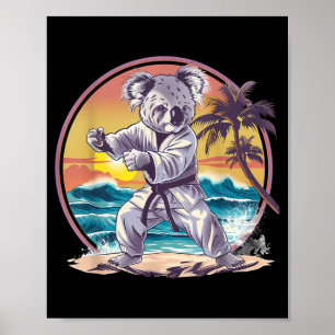 Poster Koala de kickboxing arts martiaux karaté jiu-jitsu