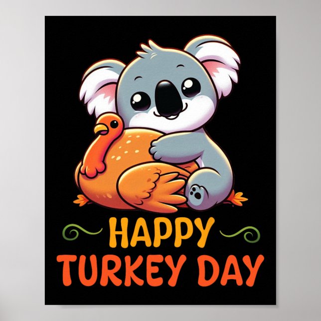 Poster Koala Hugging Turquie Bon thanksgiving Turquie Fêt (Devant)