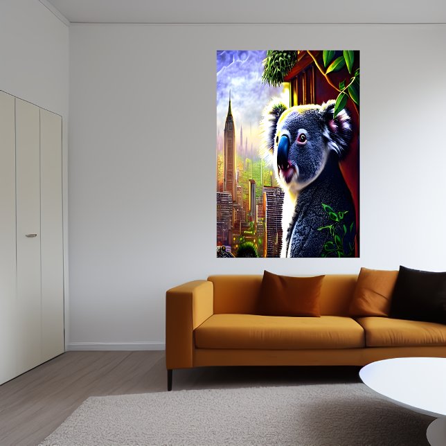 Poster Koala mignonne et adorable dans la ville | Art AI (Créateur téléchargé)