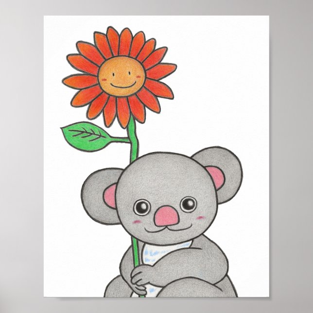 Poster koala personnalisé avec fleur (Devant)