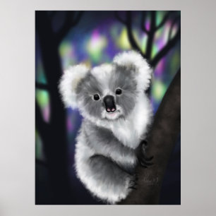 Poster Koala rêve dans une forêt enchantée
