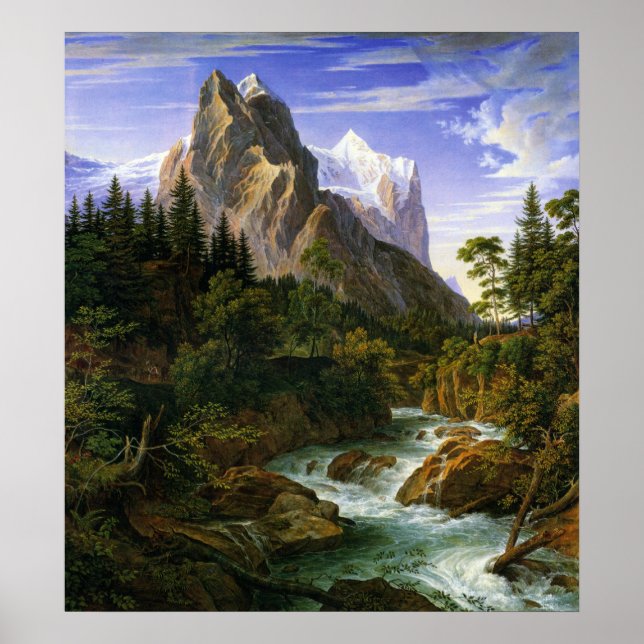 Poster Koch - Das Wetterhorn von der Rosenlaui aus, 1824 (Devant)
