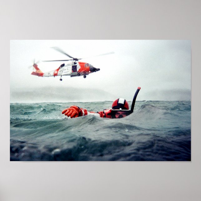 Poster Kodiak Secourt nager - Garde côtière (Devant)