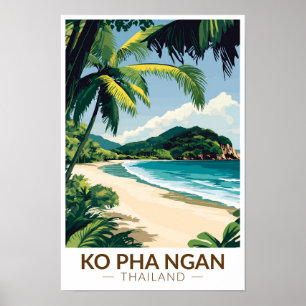 Poster Koh Pha Ngan Thaïlande Voyage Art Vintage