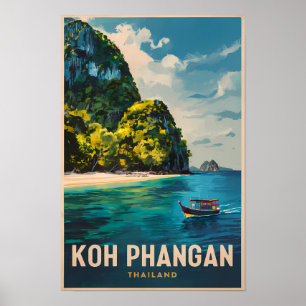 Poster Koh Phangan Thaïlande Voyage Art Vintage