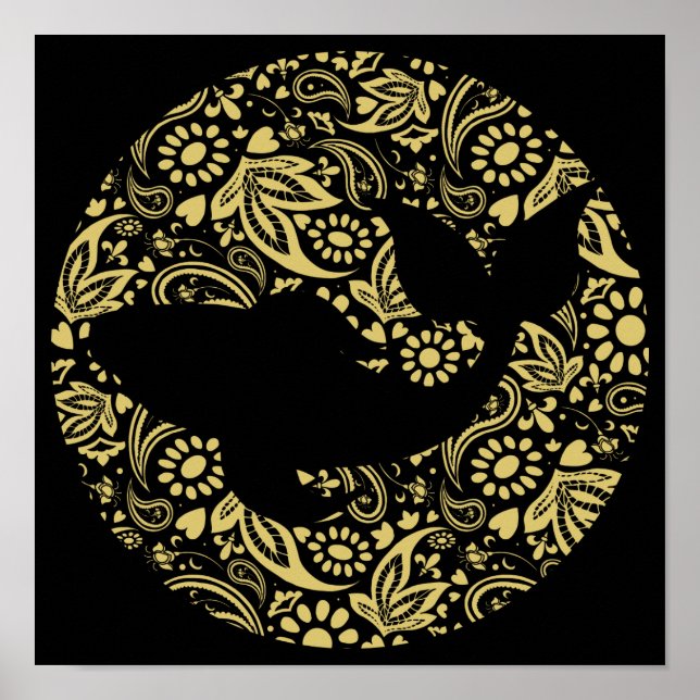 Poster Koi Carp Fish Black Gold Art (Devant)