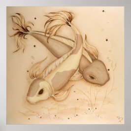 Poster Koi Carp Japonais Poissons Peinture Art Imprimer