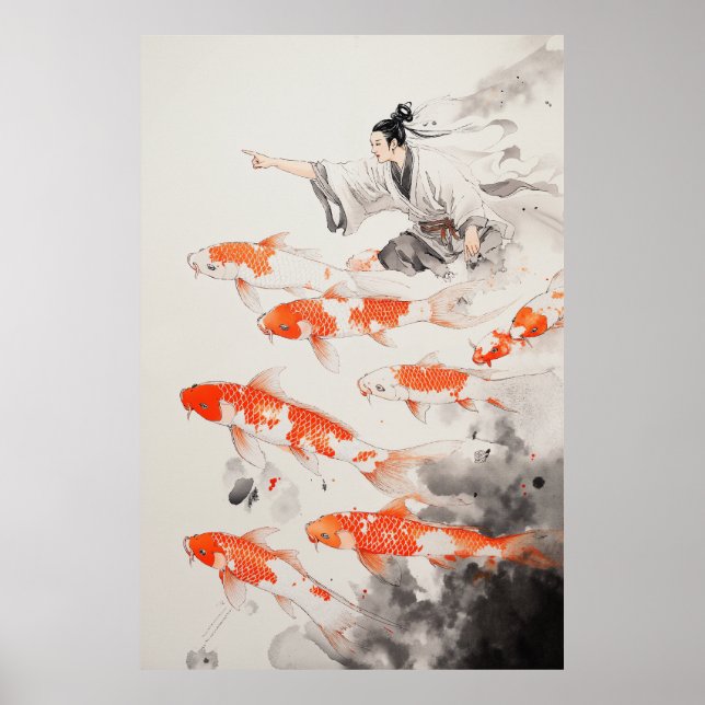 Poster Koi Fishers Dessin chinois (Devant)