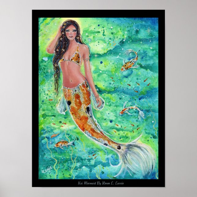 Poster koi mermaid avec koi poisson imprimé en toile Rene (Devant)