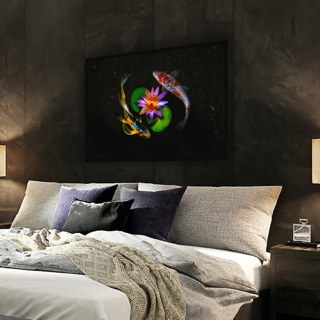 Poster Koi Poisson nager autour de Lotus Flower dans Zen  (Créateur téléchargé)