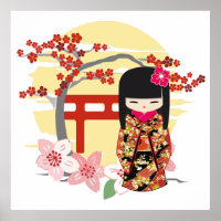 Kokeshi Doll Floral Kimono