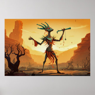 Poster Kokopelli Dansant Sur Le Canyon Floor