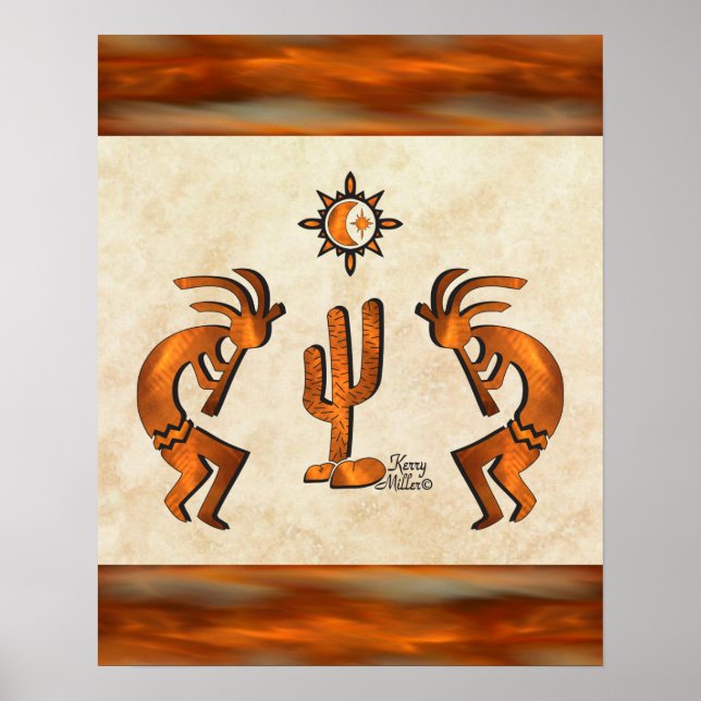 Poster Kokopelli Et Cactus (Devant)