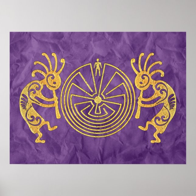 Poster KOKOPELLI / L'HOMME DANS LE MAZE or + vos idées (Devant)
