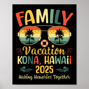 Poster Kona Hawaii Beach Famille Vacances été 2025