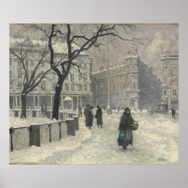 Poster Kongens Nytorv, Copenhague En Hiver Paul Fischer (Devant)