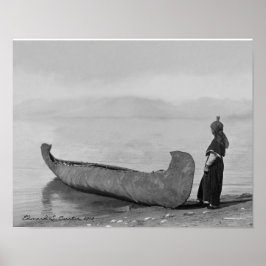 Poster Kootenai Man Standing by Canoe