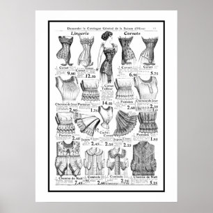 Poster Korsetts 1909-1910 Werbung