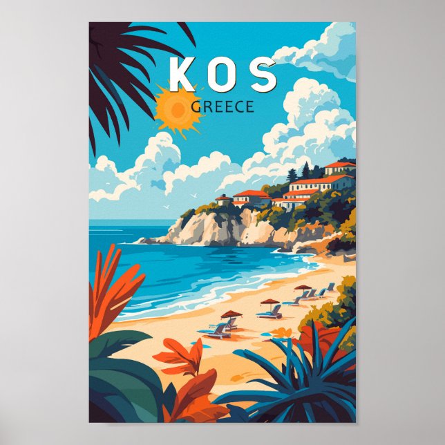 Poster Kos Grèce Travel Art Vintage (Devant)