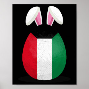 Poster Koweit Drapeau Œuf Lapin Oreilles Koweitïe Pâques
