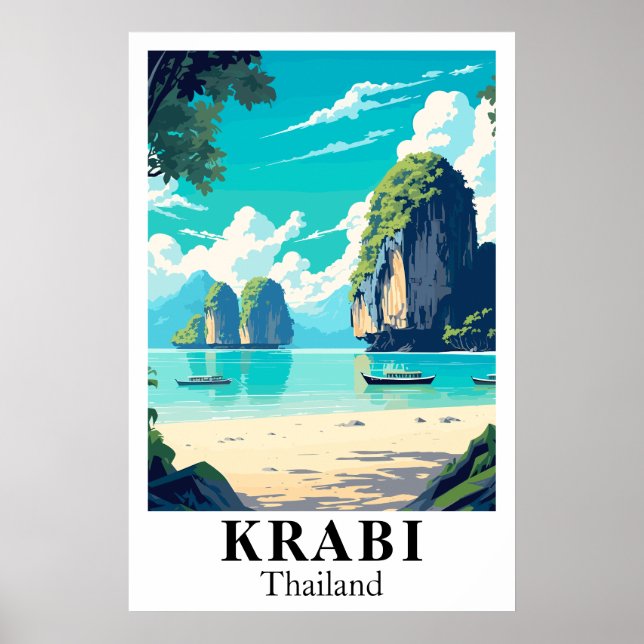 Poster Krabi Thailand Vintage Travel Art Print (Devant)