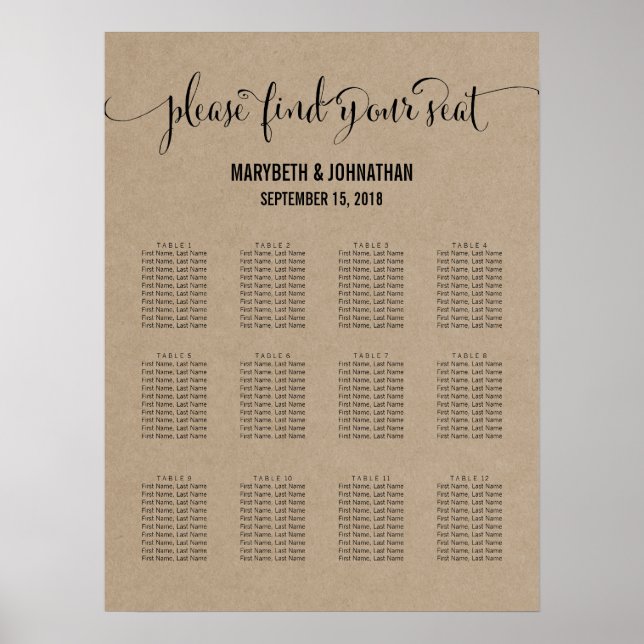 Poster Kraft Rustic Modern Nous faisons Mariage Sein Grap (Devant)