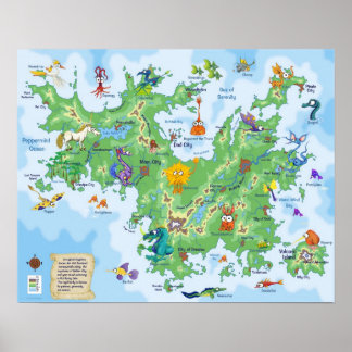 Poster Kreechurs cadeau de royaume personnalisé, 3 noms
