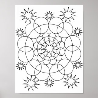 Poster - Kreise und Sterne Mandala zu Farbe