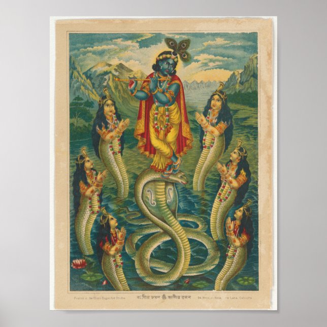 Poster Krishna enfonçant Kaliya (Devant)