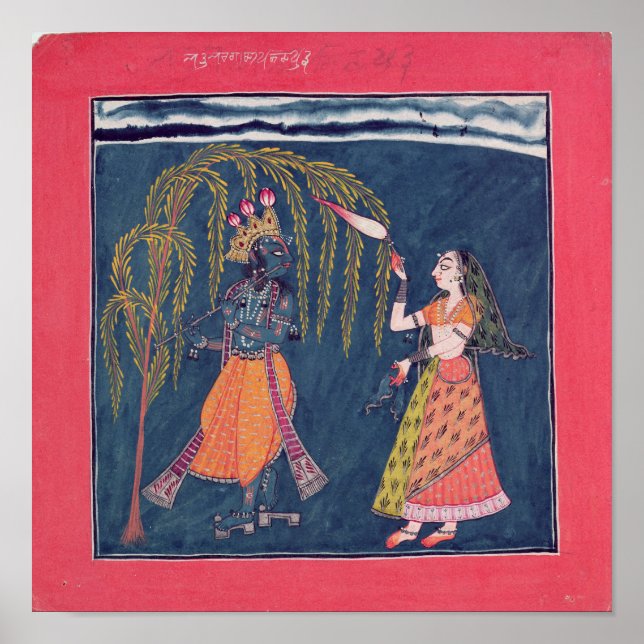 Poster Krishna jouant une flûte, de la "Vahula" (Devant)