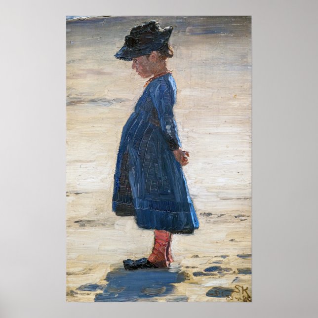 Poster Kroyer - Petite fille debout sur Skagen Beach (Devant)