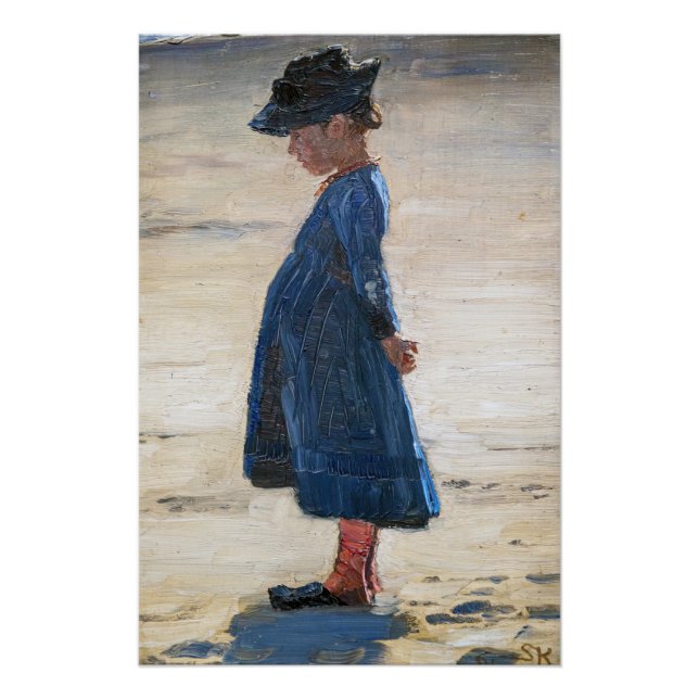Poster Kroyer - Petite fille debout sur Skagen Beach (Devant)