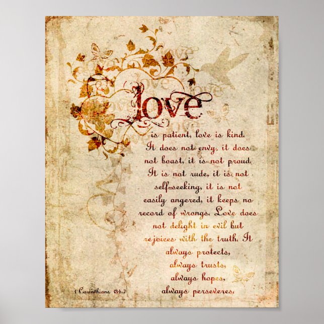 Poster KRW Love est Patient Corinthians Bible Citation Po (Devant)