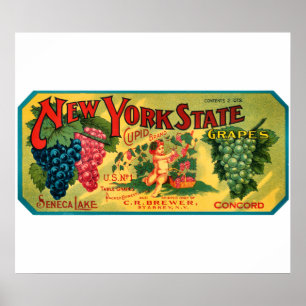Poster KRW PERSONNALISÉ NY State Graphiques Étiquette Vin