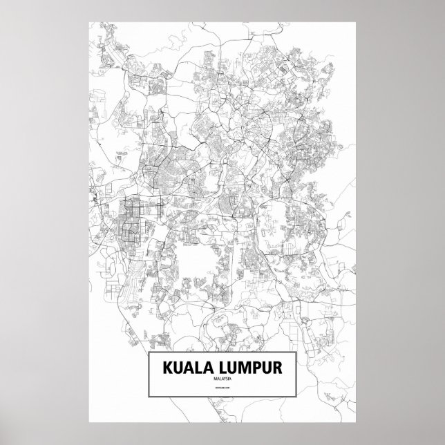 Poster Kuala Lumpur, Malaisie (noir sur blanc) (Devant)