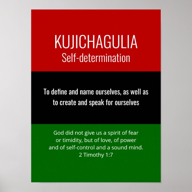 Poster KUJICHAGULIA Personnalisé Autodétermination Kwanza (Devant)