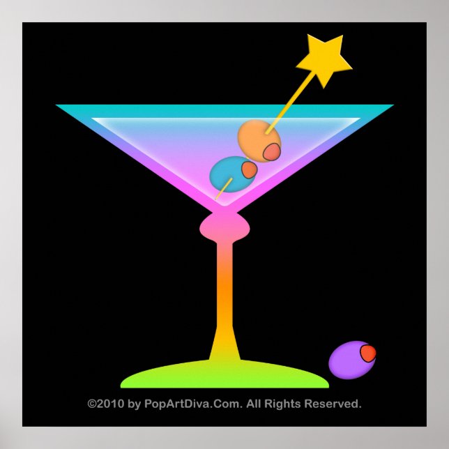 Poster, Kunst - Rainbow Martini Poster (Vorne)