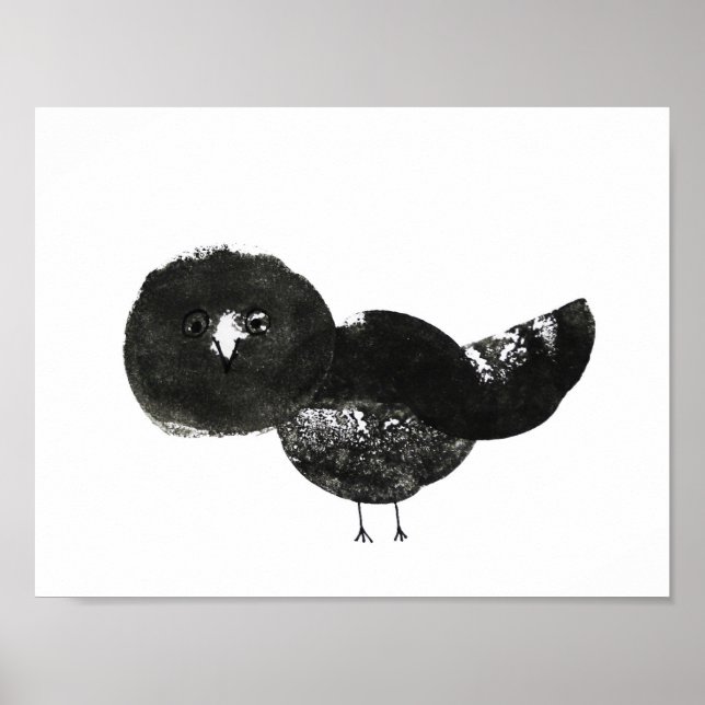 Poster Kunstdruck, Druck Vogel schwarz weiß (Devant)