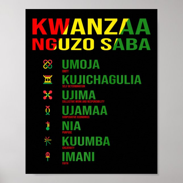 Poster Kwanzaa - Nguzo Saba - La conception des sept prin (Devant)