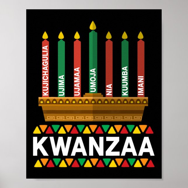 Poster Kwanzaa Principes Kwanzaa Bougies Kinara Pan Afri (Devant)