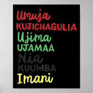 Poster Kwanzaa Sept Principes Noire Africaine-Américaine