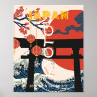 Kyoto Japan Travel Art, Art Voyage Retro
