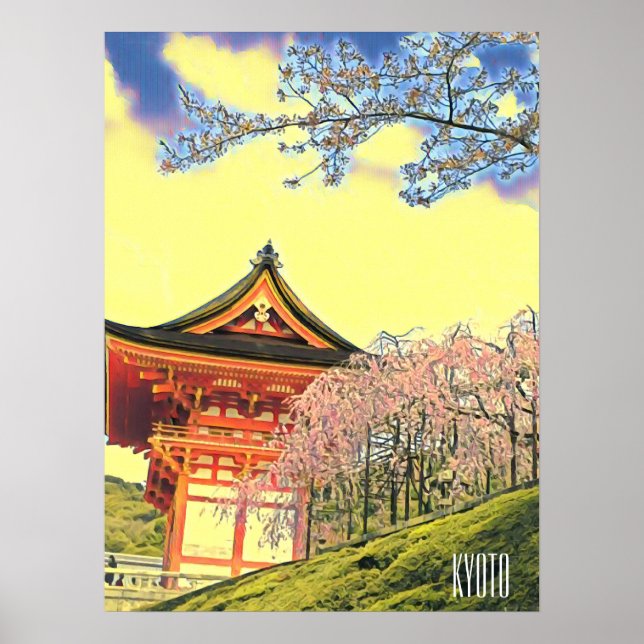 Poster Kyoto Japon Cherry Blossom photographie de voyage (Devant)