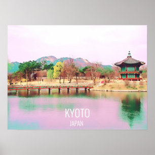 Poster Kyoto Japon pont avec imprimé de voyage du shire